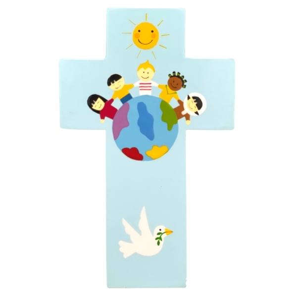 Croix enfant paix et espoir Bleu