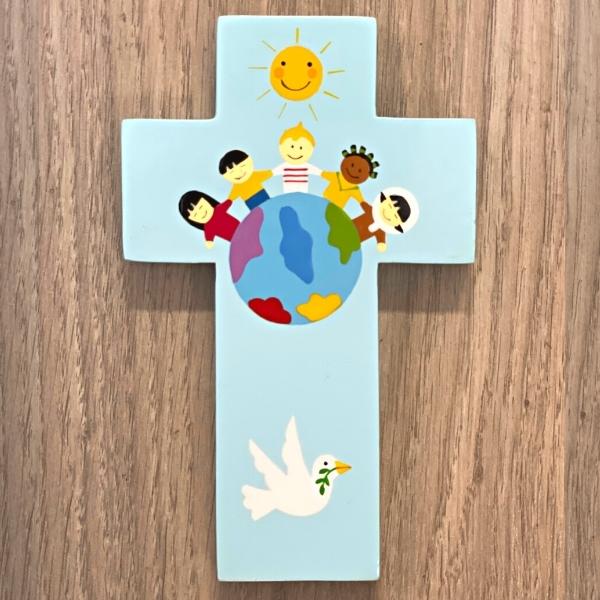 Croix enfant paix et espoir Bleu