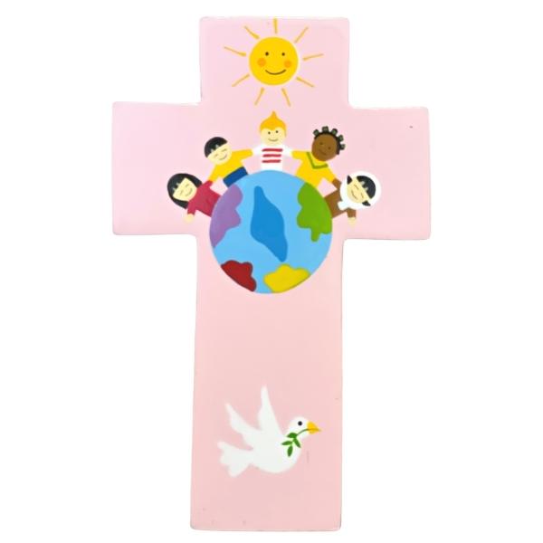 Croix enfant paix et espoir Rose Croix enfant paix et espoir Rose