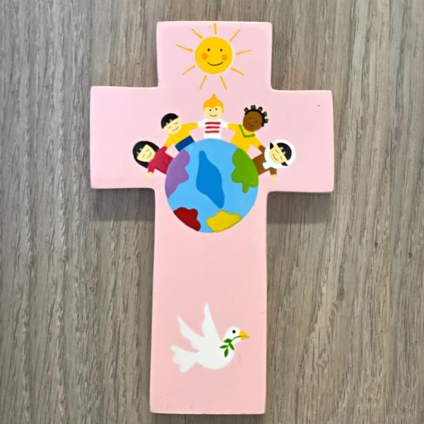 Croix enfant paix et espoir Rose Croix enfant paix et espoir Rose